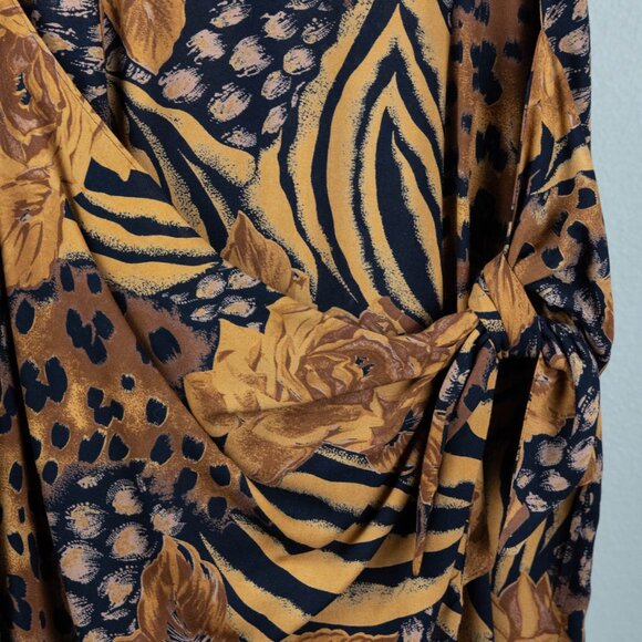 🐆🌹 Jessica Howard Vintage Animal Floral Print Dress Size 12 - Picture 3 of 7